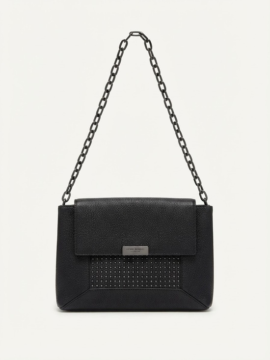 henri bendel Handbags - Henri Bendel Black Pebbled Leather Studded Crossbody / Clutch